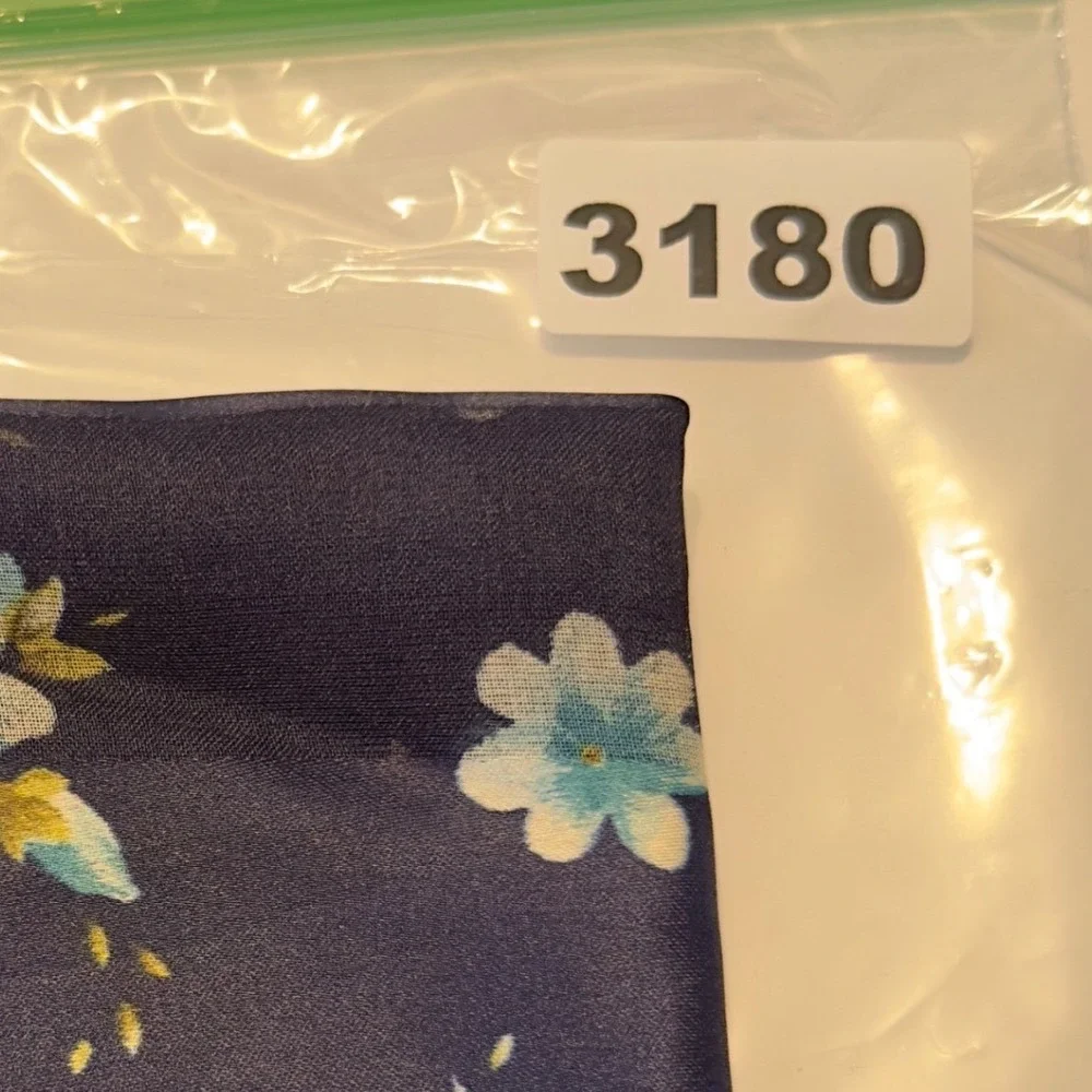 Made in Italy Blue Floral‎ Sheer Striped Square Scarf Cottagecore Classy Chic